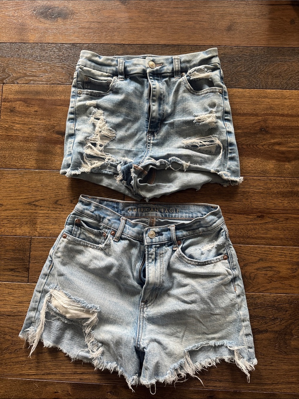 American Eagle Outfitters Light Blue Distressed Denim Shorts